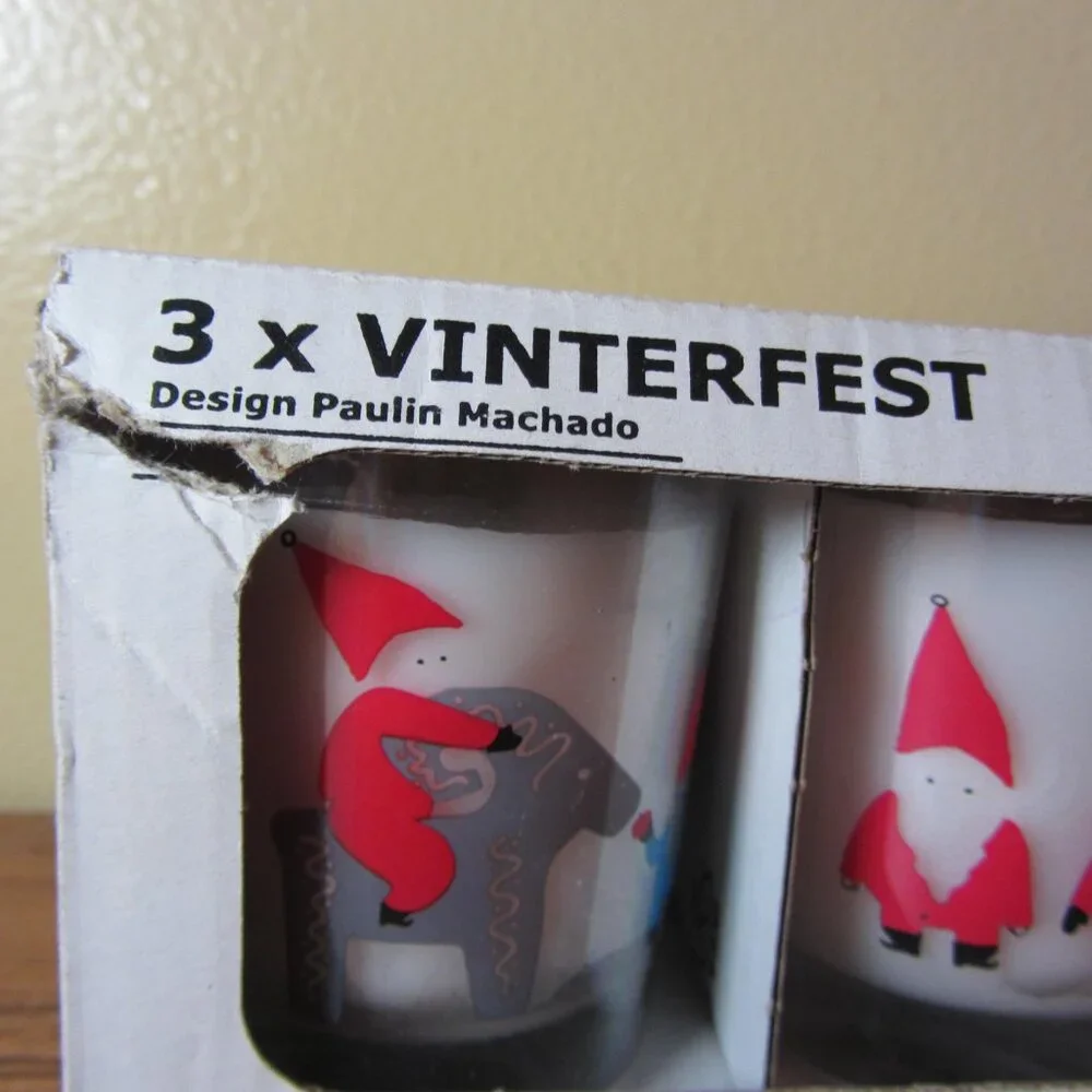 ikea vinterfest set of three scandi gnome candles NIB UNUSED(w3945)
